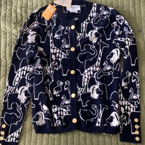 Animal icon intarsia cashmere cardigan